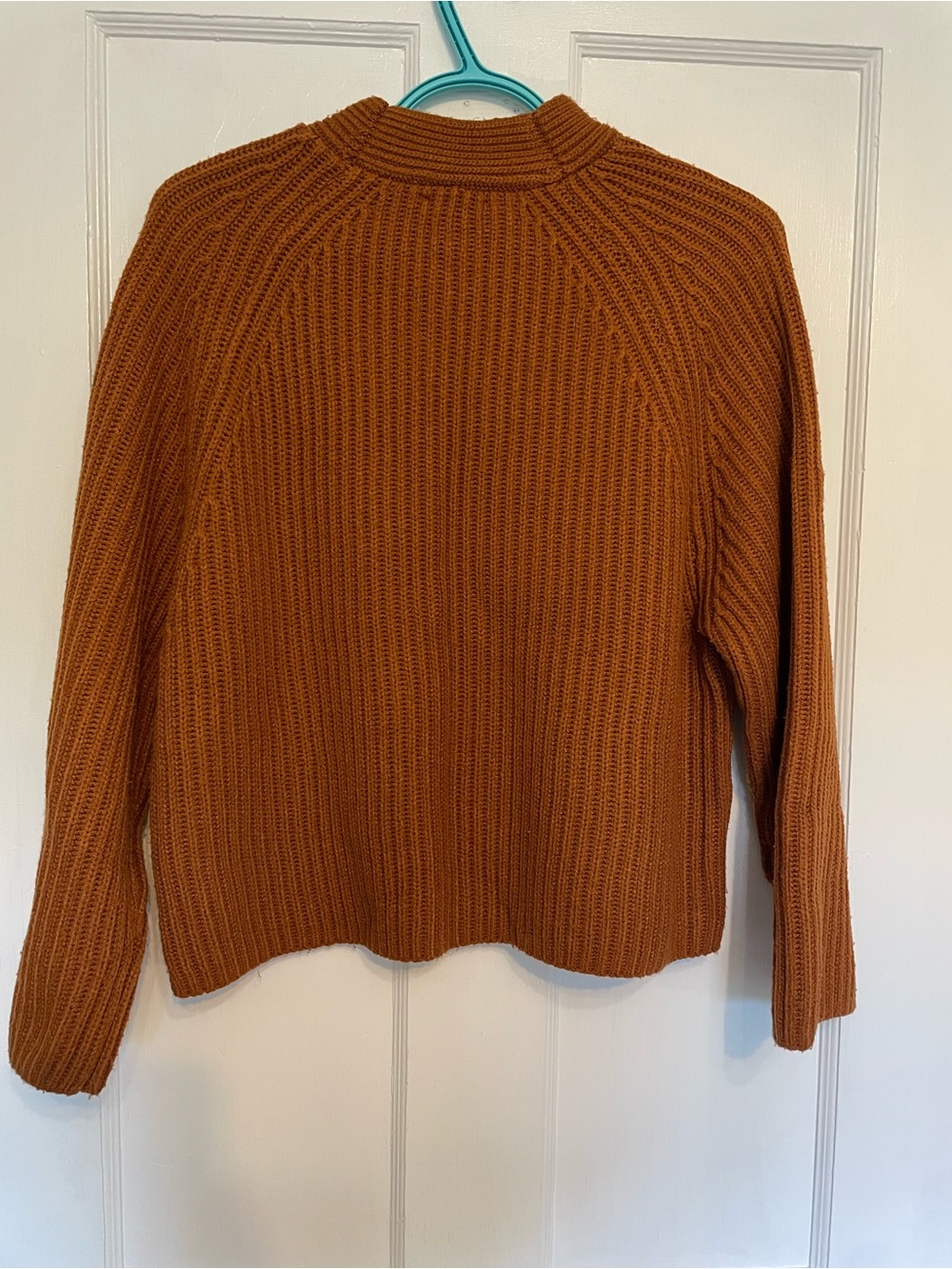 Topshop Rust Ribbed Sweater with Gold Side Buttons - Picture 3 of 5